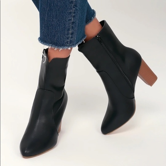 Lulus Shoes - Lulu’s Dolores Black High Heel Mid-Calf‎ Boots